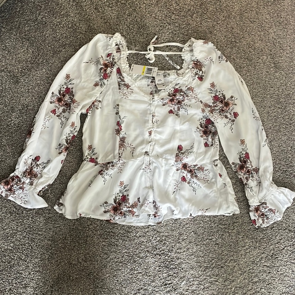 American Rag Button Front Floral Shirt, M